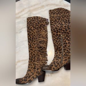 Leopard Boots Tall with Fringe